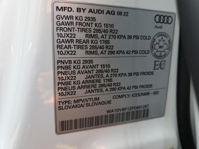 WA1DVBF12PD001257 - 2023 AUDI Q8 PROGRESSIV WHITE photo 13