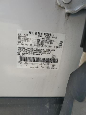 1FM5K7F91DGA93103 - 2013 FORD EXPLORER LIMITED Սպիտակ լուսանկար 12