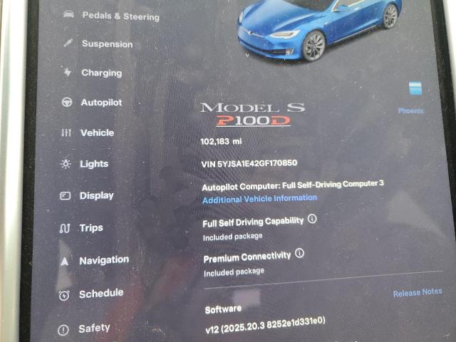 5YJSA1E42GF170850 - 2016 TESLA MODEL S Bleu photo 9