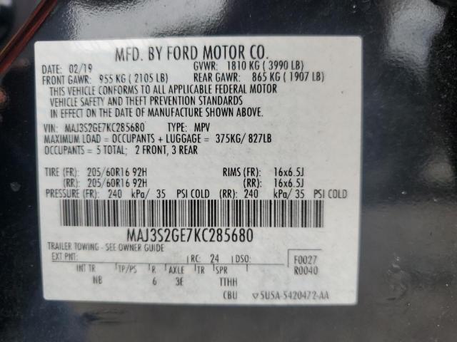 MAJ3S2GE7KC285680 - 2019 FORD ECOSPORT SE Negro foto 14