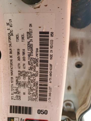 3TMCZ5AN9KM229061 - 2019 TOYOTA TACOMA DOUBLE CAB Biały zdjęcie 12