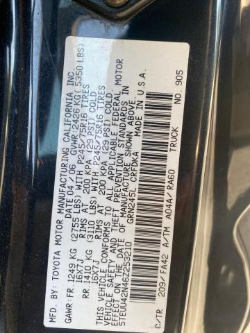 5TEUU42N46Z253210 - 2006 TOYOTA TACOMA ACCESS CAB შავი ფოტო 10