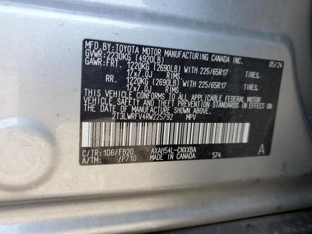 2T3LWRFV4RW225792 - 2024 TOYOTA RAV4 LE SILVER photo 13
