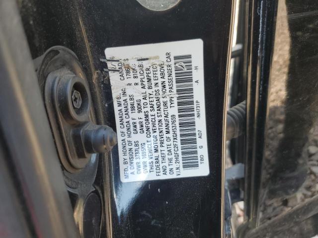 2HGFC2F7XGH537659 - 2016 HONDA CIVIC EX BLACK photo 12
