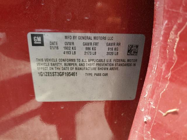 1G1ZE5ST3GF195461 - 2016 CHEVROLET MALIBU LT BURGUNDY photo 12