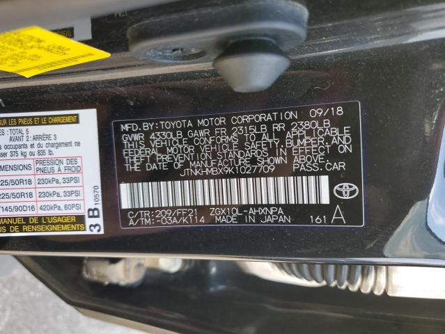 JTNKHMBX9K1027709 - 2019 TOYOTA C-HR XLE Noir photo 13