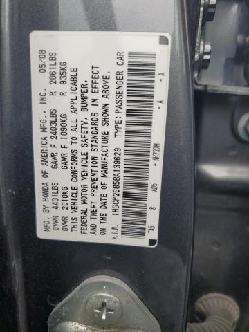 1HGCP26858A139629 - 2008 HONDA ACCORD EXL GRAY photo 12