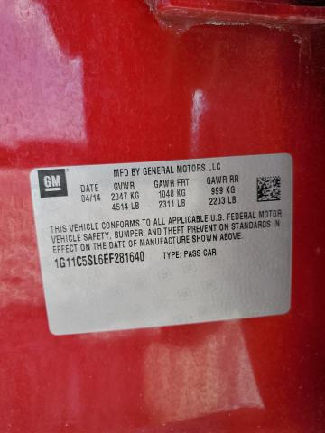 1G11C5SL6EF281640 - 2014 CHEVROLET MALIBU 1LT RED photo 12
