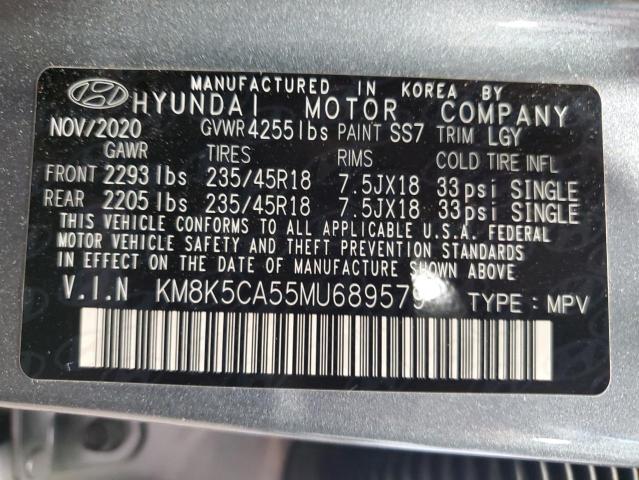 KM8K5CA55MU689579 - 2021 HYUNDAI KONA ULTIMATE GRAY photo 13