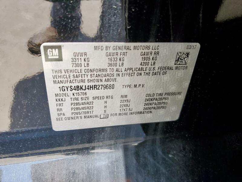 1GYS4BKJ4HR279680 - 2017 CADILLAC ESCALADE LUXURY შავი ფოტო 13