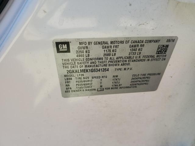 2GKALMEK1G6341264 - 2016 GMC TERRAIN SLE WHITE photo 12