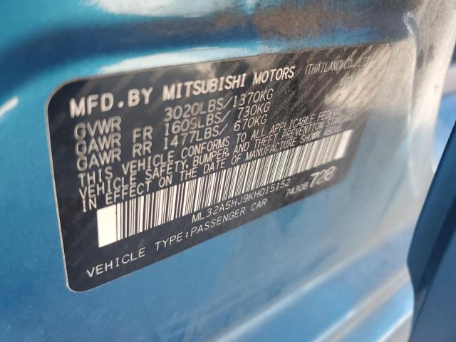 ML32A5HJ9KH015152 - 2019 MITSUBISHI MIRAGE LE BLUE photo 12