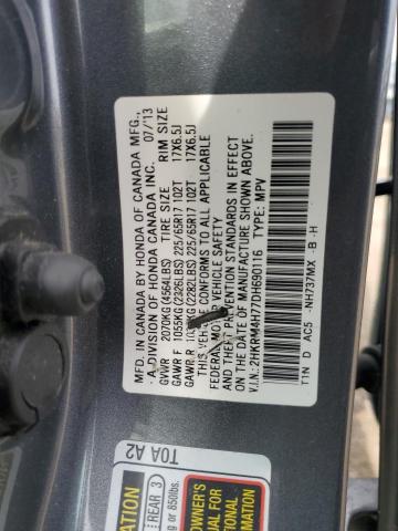 2HKRM4H77DH690116 - 2013 HONDA CR-V EXL GRAY photo 14
