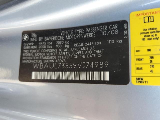 WBAUL73559VJ74989 - 2009 BMW 128 I SILVER photo 12