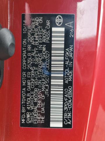 JTKJF5C71FJ002327 - 2015 TOYOTA SCION TC Qırmızı foto 12