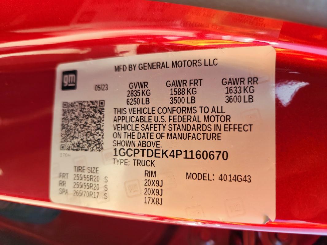 1GCPTDEK4P1160670 - 2023 CHEVROLET COLORADO Z71 RED photo 12