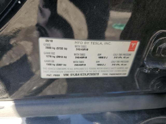 5YJSA1E2XJF280678 - 2018 TESLA MODEL S 黑色 照片 12