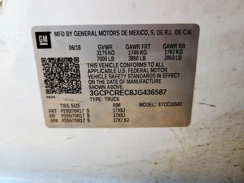 3GCPCREC8JG436587 - 2018 CHEVROLET SILVERADO C1500 LT Blanc photo 12