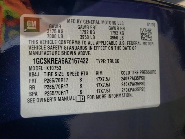 1GCSKREA6AZ167422 - 2010 CHEVROLET SILVERADO K1500 LS BLUE photo 12