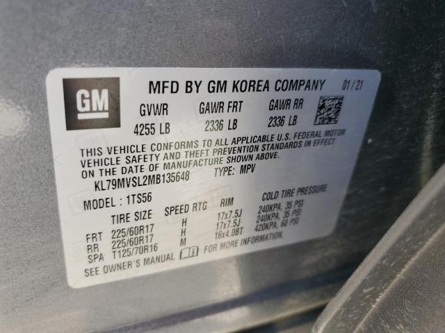 KL79MVSL2MB135648 - 2021 CHEVROLET TRAILBLAZE ACTIV GRAY photo 13