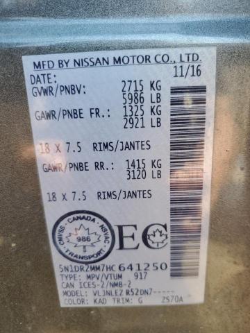 5N1DR2MM7HC641250 - 2017 NISSAN PATHFINDER S GRAY photo 14