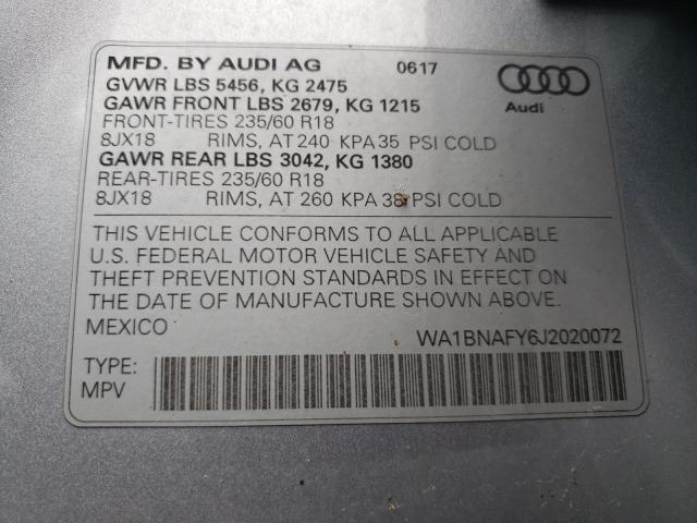 WA1BNAFY6J2020072 - 2018 AUDI Q5 PREMIUM PLUS SILVER photo 13