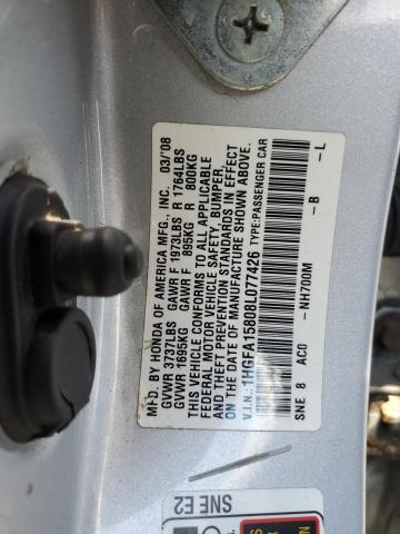 1HGFA15808L077426 - 2008 HONDA CIVIC EX SILVER photo 13