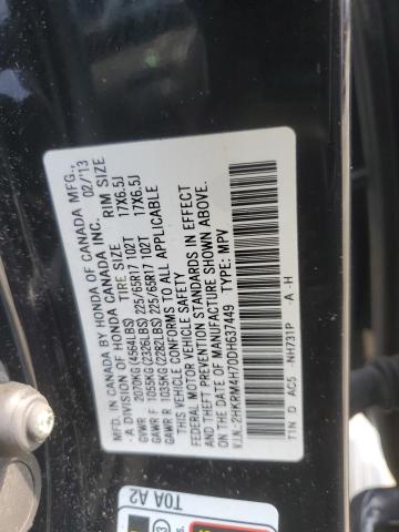 2HKRM4H70DH637449 - 2013 HONDA CR-V EXL BLACK photo 13