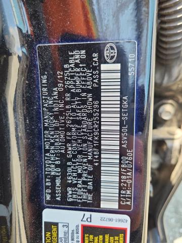 4T4BF1FK9CR255296 - 2012 TOYOTA CAMRY BASE Qara foto 13