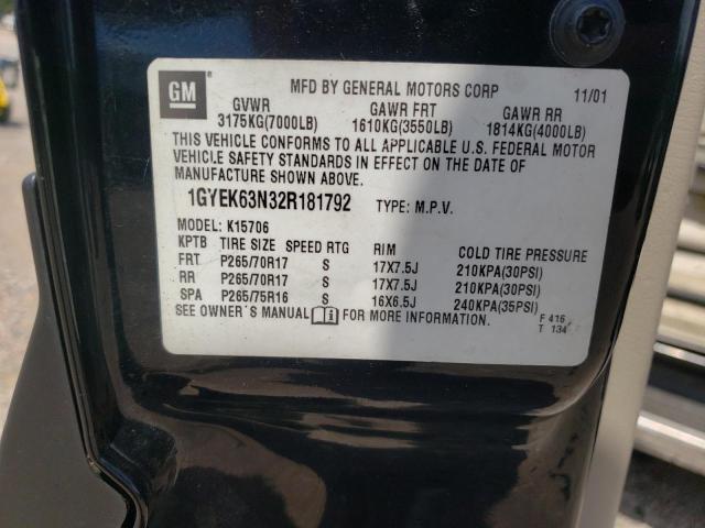 1GYEK63N32R181792 - 2002 CADILLAC ESCALADE LUXURY Қара фото 13