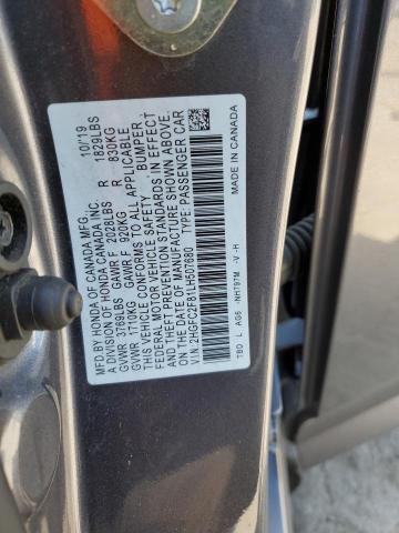 2HGFC2F81LH507680 - 2020 HONDA CIVIC SPORT GRAY photo 12