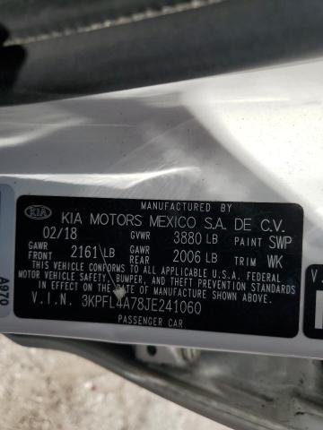 3KPFL4A78JE241060 - 2018 KIA FORTE LX WHITE photo 12