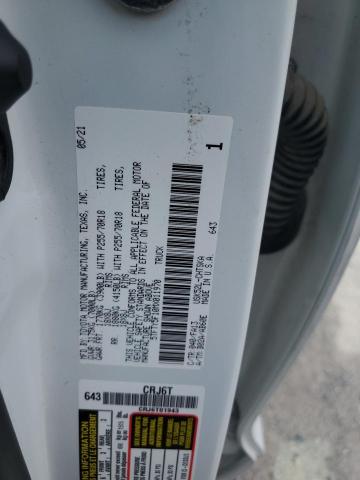 5TFTY5F10MX011970 - 2021 TOYOTA TUNDRA DOUBLE CAB SR/SR5 WHITE photo 12