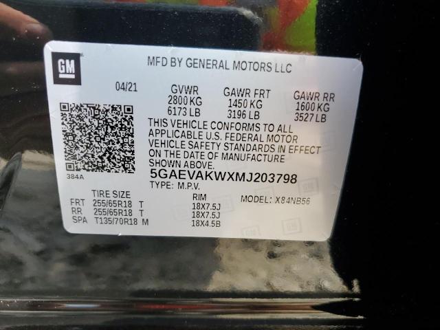 5GAEVAKWXMJ203798 - 2021 BUICK ENCLAVE ESSENCE 黑色 照片 12