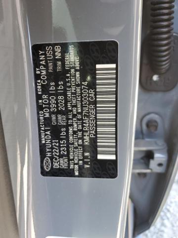 KMHLR4AF7NU303074 - 2022 HYUNDAI ELANTRA N LINE GRAY photo 12