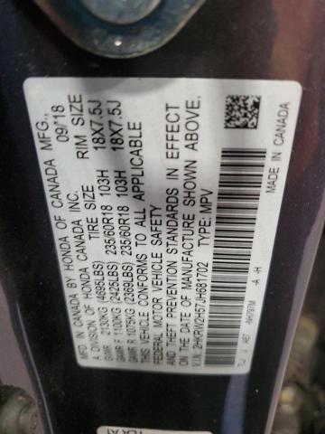 2HKRW2H57JH681702 - 2018 HONDA CR-V EX ნაცრისფერი ფოტო 14