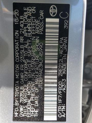 JTDEPMAE3MJ145990 - 2021 TOYOTA COROLLA LE 银色 照片 12