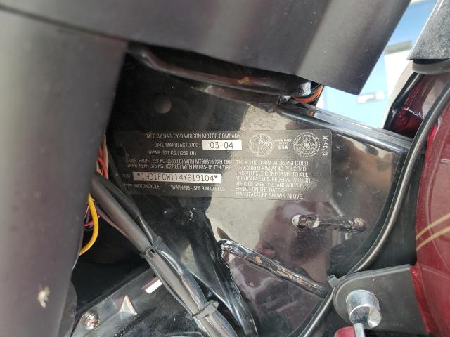 1HD1FCW114Y619104 - 2004 HARLEY-DAVIDSON FLHTCUI 栗色 照片 10