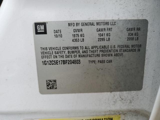 1G1ZC5E17BF204803 - 2011 CHEVROLET MALIBU 1LT 白色 照片 13