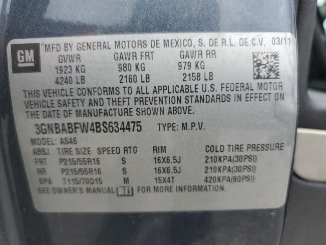 3GNBABFW4BS634475 - 2011 CHEVROLET HHR LT SILVER photo 12