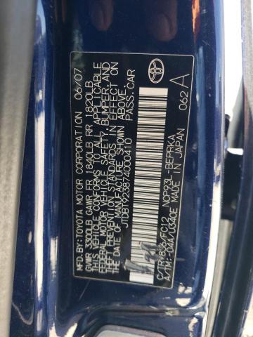 JTDBT923874000410 - 2007 TOYOTA YARIS BLUE photo 12