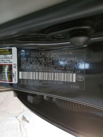 4T1BK3DB7BU386746 - 2011 TOYOTA AVALON BASE 黑色 照片 12