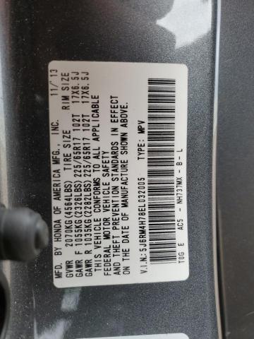 5J6RM4H78EL032005 - 2014 HONDA CR-V EXL ვერცხლისფერი ფოტო 12