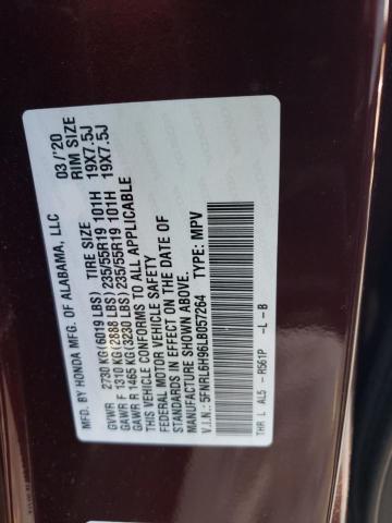 5FNRL6H96LB057264 - 2020 HONDA ODYSSEY ELITE BURGUNDY photo 14