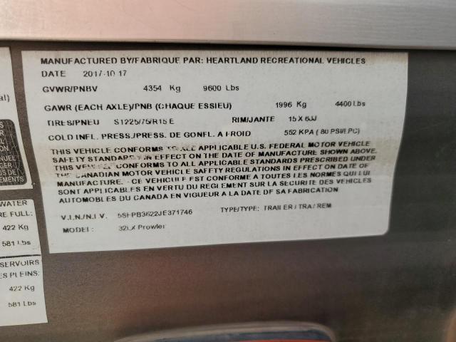 5SFPB3622JE371746 - 2018 HEART LAND PROWLER 灰色 照片 10