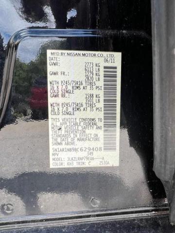 5N1AR1NB9BC629408 - 2011 NISSAN PATHFINDER S BLACK photo 10