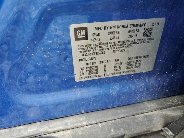KL4CJFSB0EB756283 - 2014 BUICK ENCORE CONVENIENCE Mavi foto 13