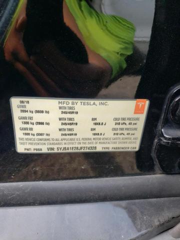 5YJSA1E28JF274328 - 2018 TESLA MODEL S 黑色 照片 12