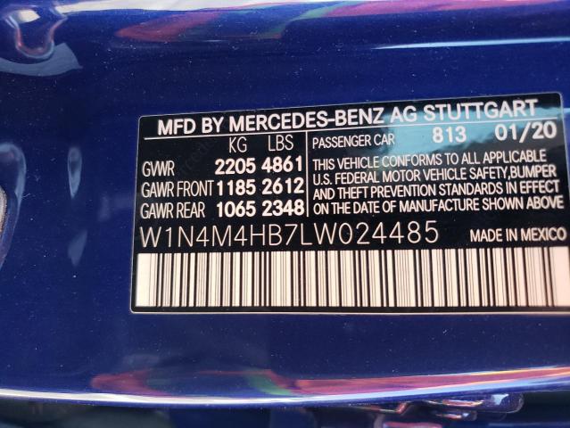 W1N4M4HB7LW024485 - 2020 MERCEDES-BENZ GLB 250 4MATIC BLUE photo 13