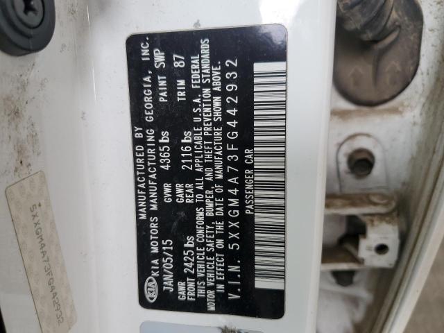 5XXGM4A73FG442932 - 2015 KIA OPTIMA LX WHITE photo 12